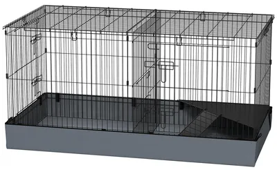 Obrázek produktu pro Klec pro hlodavce 2 v 1 | Barva: černá, šedá | Rozměry: 61 x 121 x 61 cm