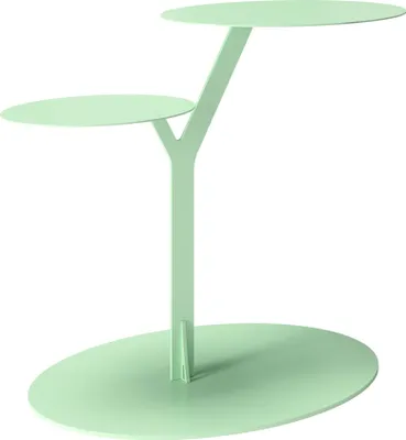 Produktbild von Beistelltisch IROKO mit 2 Ablagen / Metall / Kaffeetisch - Sofatisch - Laptoptisch / Oval 44,5 x 54 x 32 cm / Pastellgrün