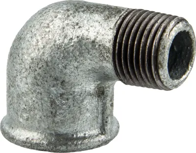 Produktbild von Temperguss-Gewindefitting verzinkt Winkel 90° reduziert, IG x AG 1/2 x 3/8 Zoll, Typ 92, DVGW