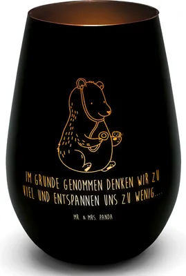 Produktbild von Mr. & Mrs. Panda Laterne Bär Arzt - Schwarz - Geschenk, Doktor, Kerzenglas, Outdoor Windlicht, Teddy, Professor, Professorin, Glas, Ärztin, Kerzenhalter