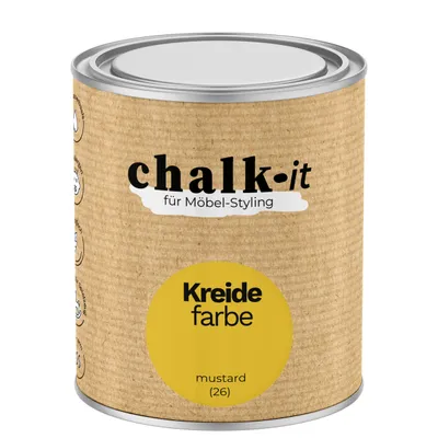 Produktbild von Kreidefarbe Chalk-it (26) Mustard 0,75L Shaby Chic Möbel Holzlack Natur Vintage Möbellack