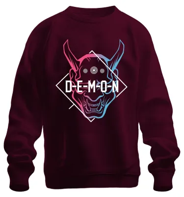 Immagine prodotto di DEMON Oni Maske Halloween Anime Manga Gaming Vaporwave Streetwear Unisex Felpa Pullover, Borgogna, S