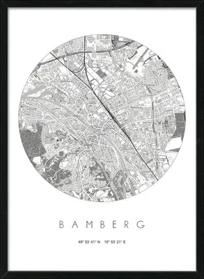 Produktbild von Gerahmtes Bild Bamberg Landkarte 53x73 cm