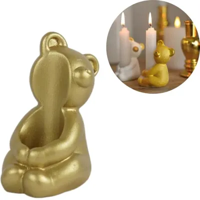 Image de Bougeoir Ours Doré 8 Cm