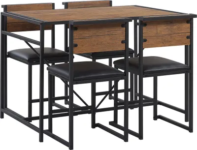 Produktbild von BELIANI Essgruppe Esszimmer Set Tisch 4 Stühle Braun/Schwarz Stabiles Gestell Modern Industrieller Stil