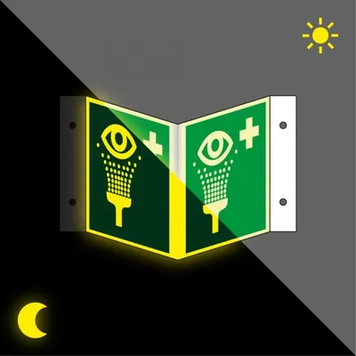 Produktbild von Schild | PERMALIGHT power langnachleuchtend Nasenschild Augenspüleinrichtung,...
