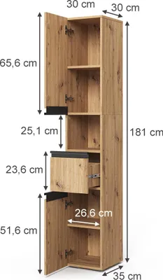 Obrázok produktu pre Kúpeľňová skrinka Vicco Torren Artisan 30 x 181 cm s 2 dverami, Model 58711