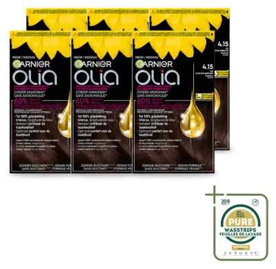 Image de 6 x Garnier Olia 4.15 - Coloration capillaire - Châtain moyen - Sans ammoniaque - Pack économique - 6 pièces