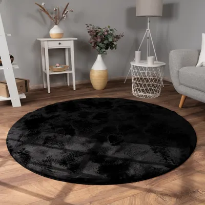 Produktbild von Teppich Wohnzimmer Kunstfell Plüsch Hochflor Shaggy Weich Verschied. Farben Grösse 80 cm Rund