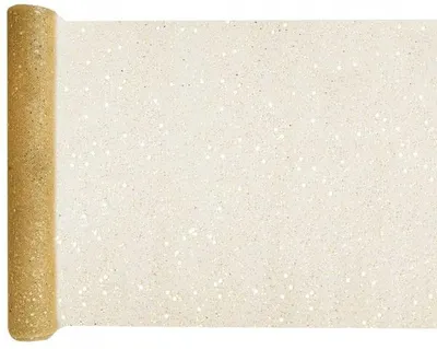 Image de Chemin de table tulle pailleté or 5m