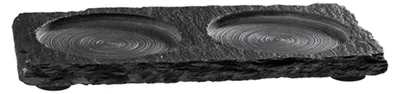 Schieferplatte 15x8 cm, 6-9 mm dick, mit 2 Aussparungen Ø 6 cm