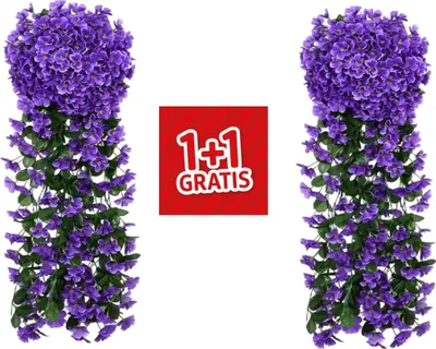 Obrázok produktu pre Závesná orchidea kytica umelých rastlín - HANGROSE 1+1 Fialová + Fialová