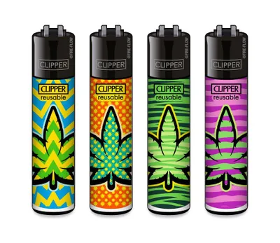 Produktbild von Clipper Feuerzeug 4er Set Colored Leaves