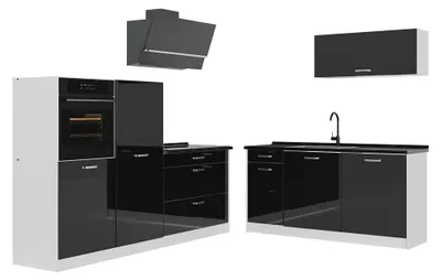 Immagine prodotto di Cucina componibile Vicco R-Line Nero lucido/Bianco 220 cm piano di lavoro Antracite, Model 66334