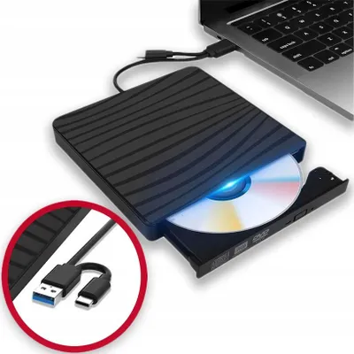 Image de Lecteur optique externe CD-R/DVD-RW avec port USB 3.0 C pour ordinateur portable