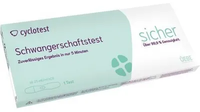 Imagen del producto de Prueba de embarazo Cyclotest, detecta niveles de hCG a partir de 25 mUI/ml, 1 unidad
