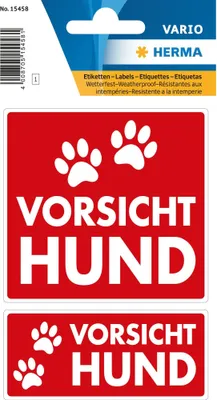 Produktbild von HERMA Hinweisetiketten "Vorsicht Hund" 2 Etiketten auf 1 Blatt