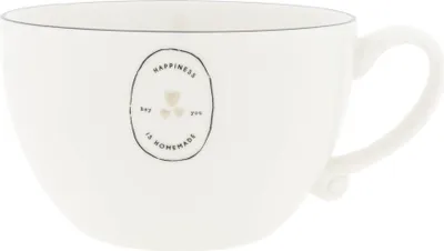 Produktbild von Suppentasse Happiness is home made D. 13cm weiß beige Bastion Collections