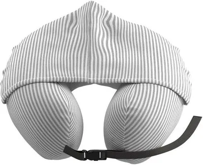 Zdjęcie produktu dla Unyqoos® ergonomiczna poduszka pod szyję w kształcie litery U, z regulowanym kapturkiem, miękkimi mikropeletami i zdejmowanym, nadającym się do prania pokrowcem – poduszka podróżna, idealna w podróży i w domu