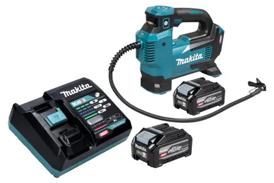 Zdjęcie produktu dla Kompresor akumulatorowy Makita MP 001 GU201 40 V max. 11,1 bar + 2x akumulator 4,0 Ah + ładowarka
