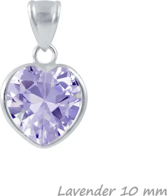Produktbild von Zirkonia Herz Anhänger 925 Silber mit / ohne Kette für Damen & Kinder Lavender 10 mm ohne Kette