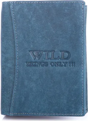 Zdjęcie produktu dla WILD Portfel Męski Skórzany Duży Klasyczny Pionowy Niebieski