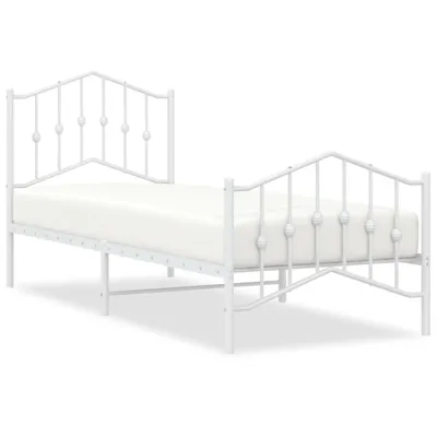 Produktbild von vidaXL Bettgestell mit Kopf- und Fußteil Metall Weiß 90x200 cm