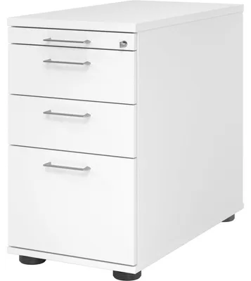 Produktbild von Standcontainer 80cm 2 Schub 1 Hängeregistratur Schloss Bügelgriff Weiß