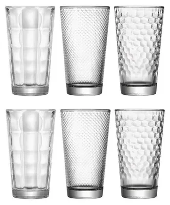 Produktbild von Longdrinkgläser Debbie 6er-Set 360 ml mit 3 Designs, spülmaschinengeignet