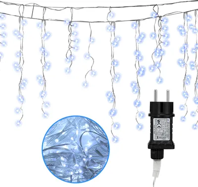 Produktbild von Jopassy 10m LED Eisregen Lichterkette 200 LEDs Deko LED Eiszapfen 8 Modi mit Stecker Weihnachten Party Garten IP44 Kaltweiß