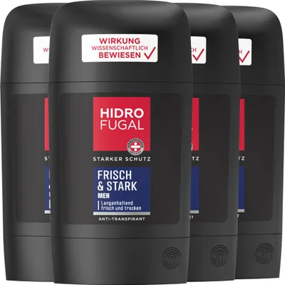 Produktbild von HIDROFUGAL Deo-Stick MEN FRISCH & STARK Starker Anti-Transpirant Schutz 4x 50 ml