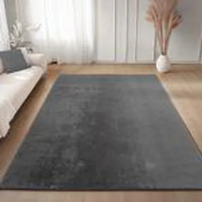 Produktbild von Carpettex Teppich Kurzflor, Einfarbig, Waschbar, Rutschfest, Für Wohnzimmer, Schlafzimmer,Kinderzimmer, Größe: 240 x 340 cm, Farbe: Grau