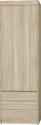 Produktbild von Tkmoebel Eintüriger Kleiderschrank mit Schubladen LENA 1D 3S, aus Schichtstoffplatte , Breite 60 cm,Sonoma-Eiche