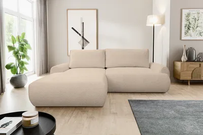 Produktbild von VENASI MOON Ecksofa Rechts mit Schlaffunktion und Bettkasten Eckcouch Sofa L Form Schlafsofa CAPPUCCINO