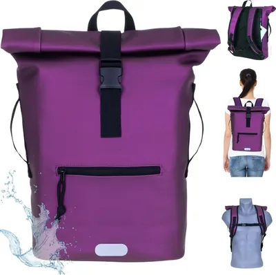 Produktbild von Rucksack Plane Time Bag Evo 24 L Kurierrucksack Roll-Top Damen A4 Freizeitrucksack Laptoprucksack wetterfest Outdoor Elephant 13074 Metallic Lila +f