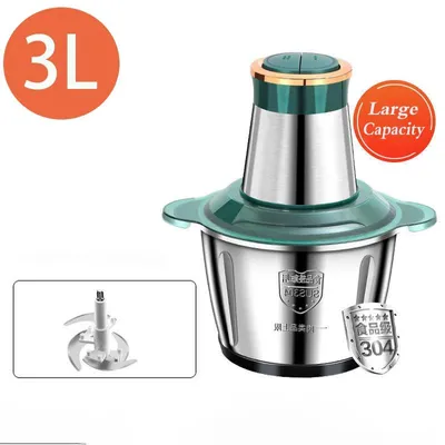Obrázek produktu pro Elektrický drtič – multifunkční kuchyňský robot – objem 3 litry – nerezová nádoba – 2 rychlosti – 220–240 V