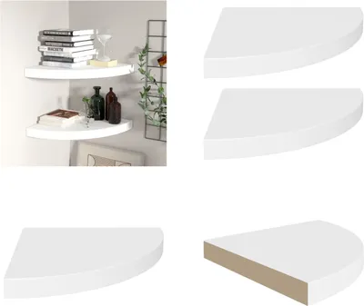 Immagine prodotto di vidaXL Mensole galleggianti ad angolo 2 pz. Bianco 35x35x3,8 cm MDF - Mensola a muro - Mensole a muro - Mensola a muro galleggiante - Mensola a muro galleggiante