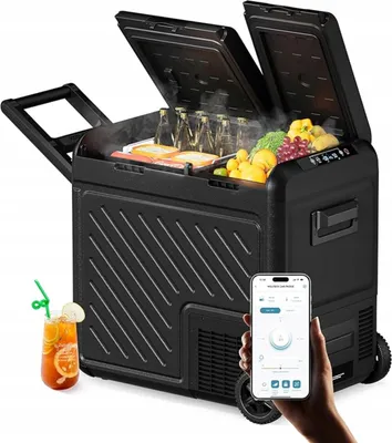 Zdjęcie produktu dla Lodówka Samochodowa Turystyczna Przenośna Z Kółkami Duża Wolfbox 55 L