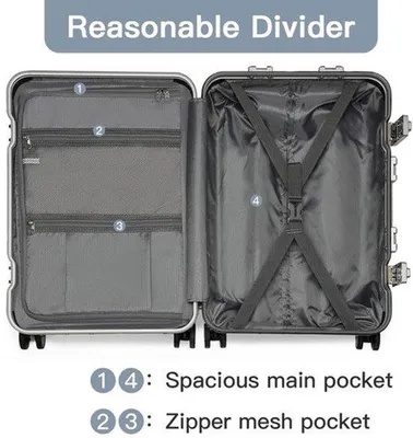 Productafbeelding van Handbagagekoffer - 20 Inch - Zwart - Aluminium Frame - TSA Slot - 360 Graden Wielen