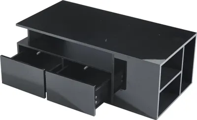 Obrázek produktu pro okwish Konferenční stůl s LED osvětlením a USB, konferenční stolek se 2 zásuvkami, kávový stůl s celkovou nosností 60 kg, černý