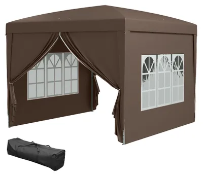 Productafbeelding van Outsunny paviljoen, ongeveer 3x3 meter, waterafstotend, stabiel, wintervast, opklapbaar