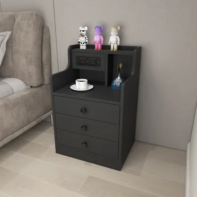 Produktbild von Nachttisch mit 3 Schubladen ,LED Licht und 16 Farben Beleuchtung, Nachtkommode für Wohnzimmer, Schlafzimmer, 45x35x68cm