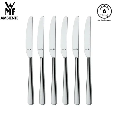 Produktbild von WMF Ambiente Menümesser , 6-teilig, Cromargan® Edelstahl, geschmiedete Klinge, spülmaschinenfest, Tafelmesser, Messerset, Messer, Besteck set