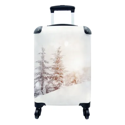 Produktbild von MuchoWow® Koffer Handgepäck Trolley Rollkoffer Kleine Reisekoffer mit 4 Rollen - Baum - Schnee - Winter - Cabin Size < 55x40x23 cm & 55x40x20 cm - Fotokoffer - Kabinenkoffer - Boardgepäck - Reise-Box - Reisekoffer - Reisegepäck - Koffer mit Bild - Trolley für Kinder
