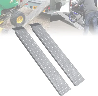 Produktbild von ACXIN 2 Stück Auffahrrampe, Max 400 kg Laderampe aus Verzinkter Stahl, Antirutsch Verladerampe Laderampen für Motorrad Quad, 135 x 23 x 4,5 cm, Silber