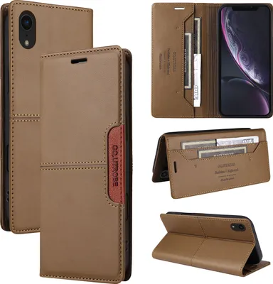 Produktbild von Handyhülle für iPhone XR Hülle, Leder Flip Wallet Kartenfach Stand Schutzhülle Braun