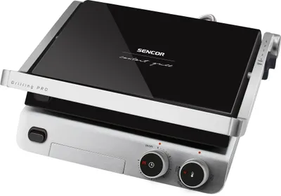 Obrázek produktu pro SENCOR SBG 5030BK Víceúčelový gril, exkluzivní skleněný design, nepřilnavé grilovací desky 3rd Generation s integrovanou topnou spirálou, 3 provozní polohy, 2 000 W