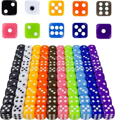 Imagen del producto de Dados de 16 mm, 100 unidades, de seis caras, de acrílico, para juegos