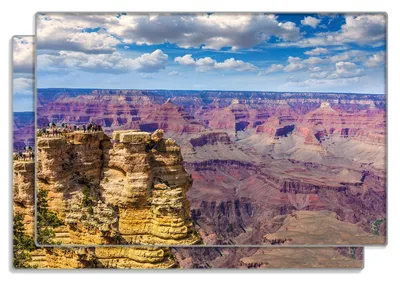 Produktbild von Wallario Frühstücksbrettchen 2er Set aus Glas, je 20 x 30 cm, mit rutschfesten Füßen, Motiv Felsenschlucht im Grand Canyon Park Arizona