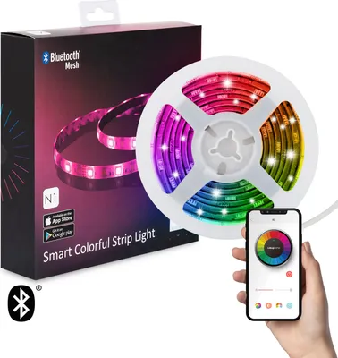 Produktbild von LED-Streifen RGB Steuerung über Smartphone Bluetooth 30 LED/m 2m Set mit Netzgerät RGBW